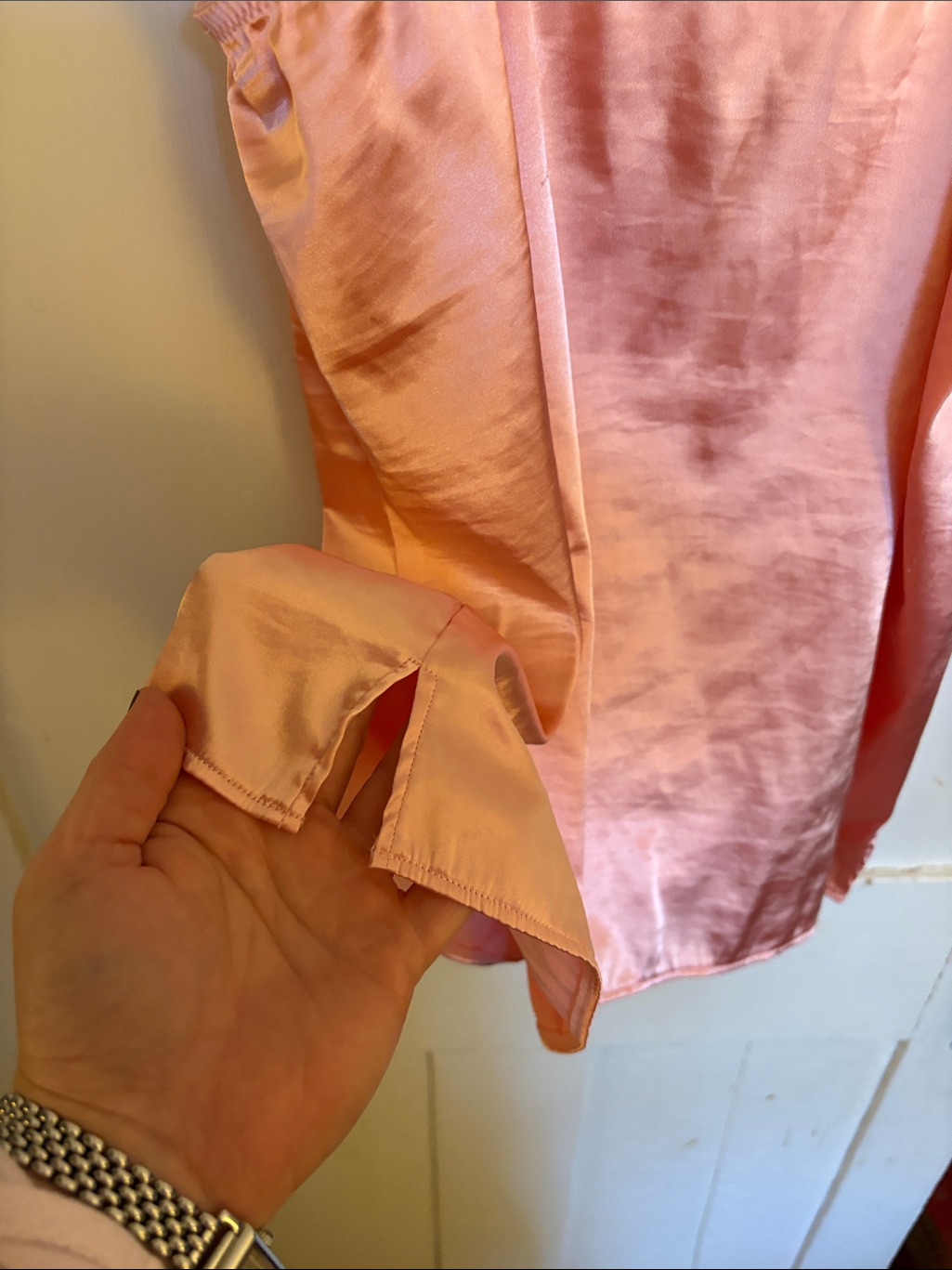 Silky Peach Lace Trim Cami Top And Short — image 3 of 8